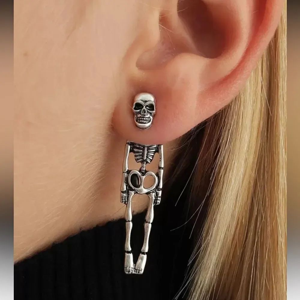 Silver Skeleton Earrings A1461